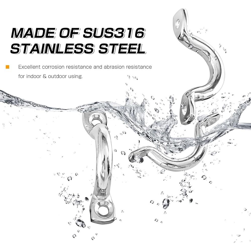 4-Piece Marine-Grade 316 Stainless Steel Deck Rings – Corrosion-Resistant Eye Straps For Boats, Kayaks, Awnings – Sizes 4-10mm – Securing & Hanging