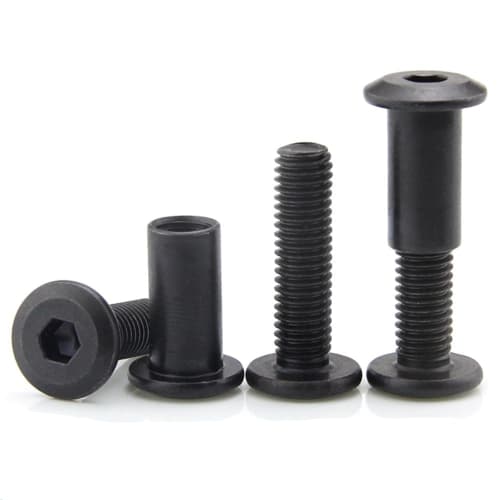 Pack of 10 M6 Black Screw Posts for Belt Buckles, Binding Bolts, Carbon Steel, Furniture Snug (M6*12)