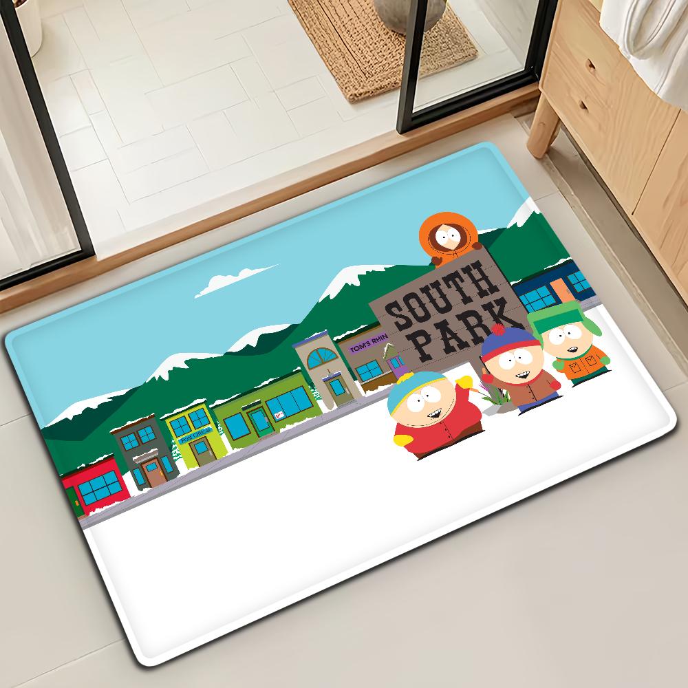 Cartoon S-SOUTH PARK Funny Door Mat Bath Microfiber Decorative Versatile Flannel Floor Mat Quick Dry Absorbent Non-slip Sole