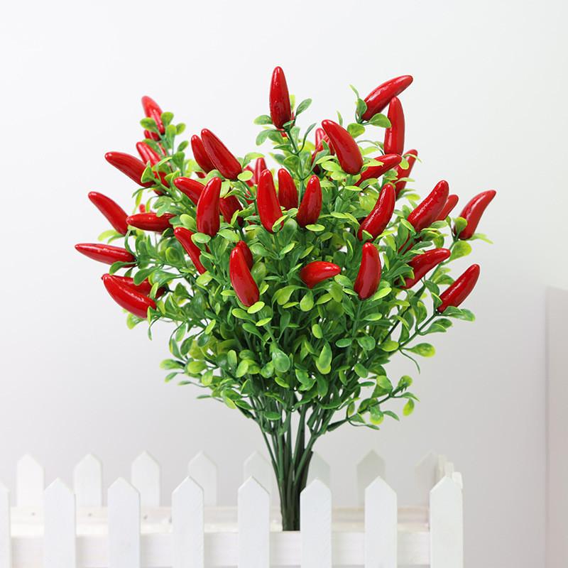 Holly Simulation Flower Fruit Chili Cherry Tree Home Decoration Plastic Flower Living Room Fake Flower Decoration Plant Decoration Shooting Props