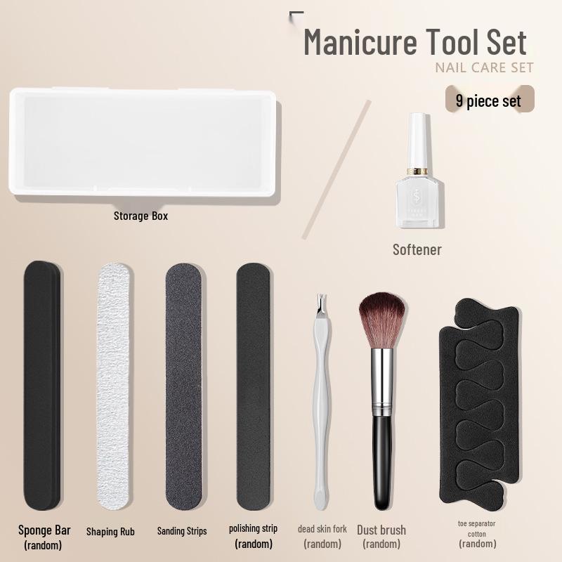 Nail Salon Manicure Set: Cuticle Scissors, Grinding File & Storage Box