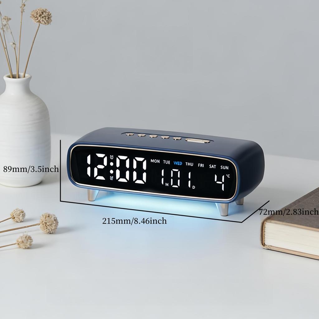 LED Digitaler Wecker Sprachsteuerung Temperatur Datum Wochentag Anzeige Timer Helligkeitseinstellung Elektronische Tischuhr Mit Umgebungslicht 12/24H