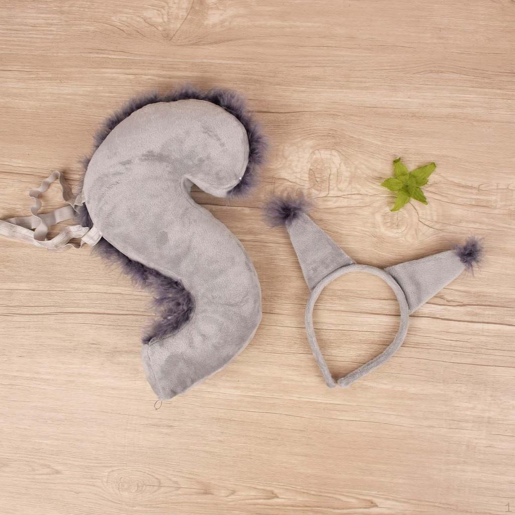 Animal Tail Costume Kit Hairband Cosplay Fancy Dress Headpiece Squirrel Ears Hair Hoop Headband for