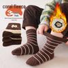 Çocuk Çizgili Mercan Polar Kışlık Çoraplar: Erkek ve Kız Çocukları İçin Sıcak Bilek Üstü Çift Taraflı Yumuşak Çoraplar