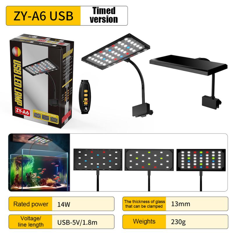 LED-Aquarienlicht, zum Anklipsen, mit einstellbarer Helligkeit, 360° drehbar, Vollspektrum