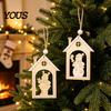 Indoor Christmas Window Hangings Wooden House Snowman/Reindeer Hanging Ornament, DIY Xmas Pendant with Natural Boxwood Ornaments Hemp Rope for Home &