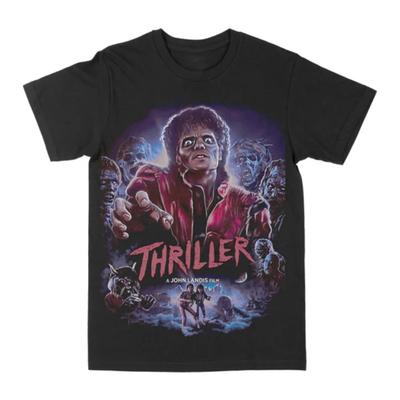 חולצת טי כותנה Michael Jackson Thriller Streetwear רטרו היפ הופ שחורה לנשים 2026 חולצת טי