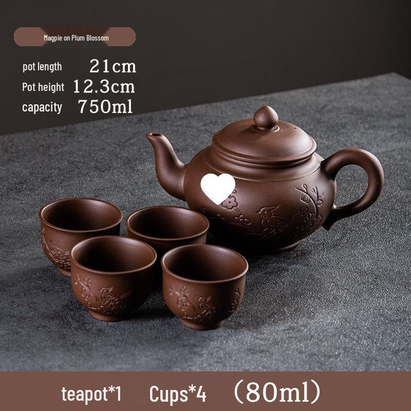 Large Capacity Handmade Yixing Zisha Teapot with Ceramic Teacup Set
