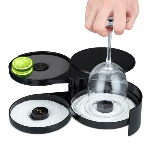 

3 Tier Professional Salt Box Spice Container With Label Bartender Tools For Family Bars Hotels Restaurants Black (3pcs ponge pads )