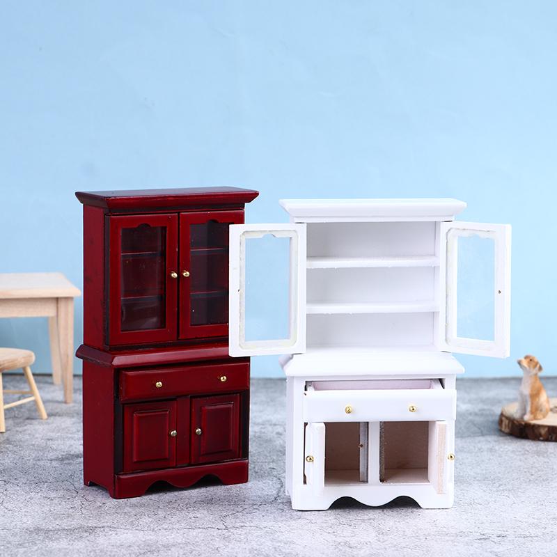 1:12 Dollhouse Miniature Decor Wood Display Cupboard Cabinet Bookcase Bookcase