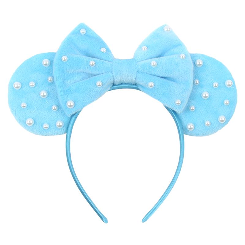 Disney Mickey 3.3"Velvet Ears Headband For Girls Soft Bow Hairband Halloween Festival Party Christmas DIY Hair Accessories