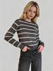 Autumn New Striped Knit Sweater for Women, Crew Neck Long-sleeve Sweater, Loose Versatile Top, European and American Style Fashion Set
