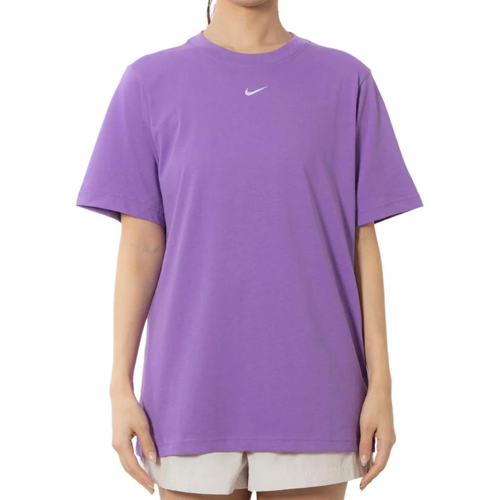 Nike Sportswear Solid Color Loose Fit Logo Print Crew Neck Pullover Short Sleeve T-Shirt Women T-Shirts Purple FD4150-521