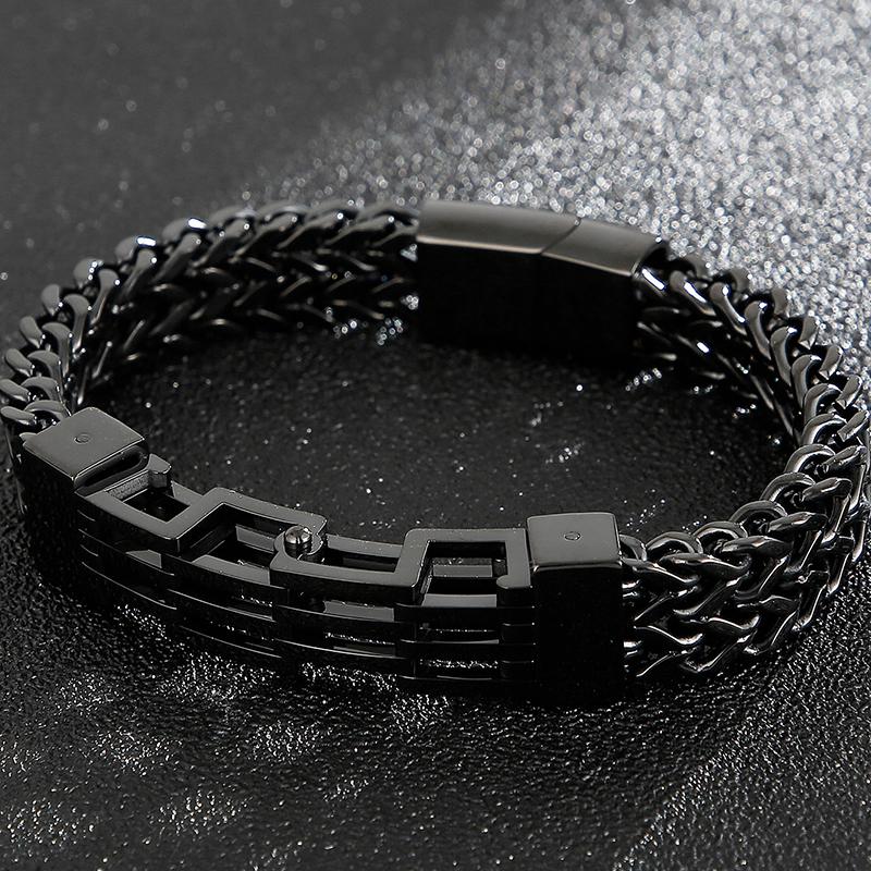 Gold Color Stainless Steel Bracelet Men 11MM Link Chain Men's On Hand Bands Bracelets Male Jewellery Iron Mannen Armband
