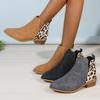 Fashion Leopard Winter Sexy Women Ankle Boots Autumn Female Short Zip Chelsea Boots Retro Round Toe Square Heel Size 36-43