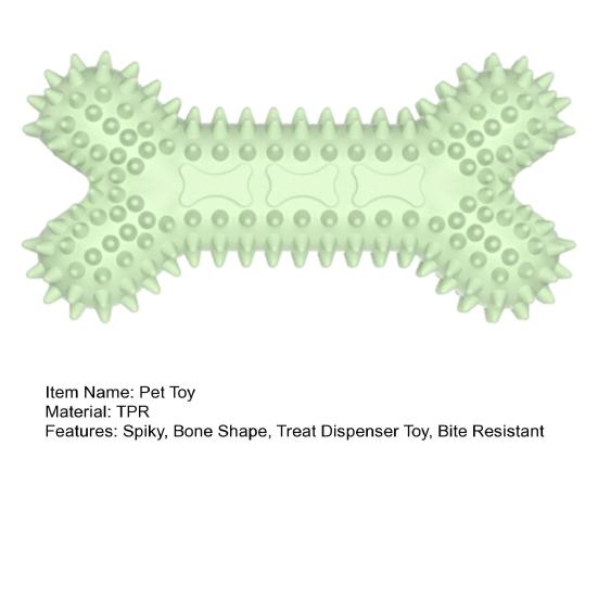 Dog Treat Dispenser Toy Spiky Bone Dog Chew Toy Dog Teeth Cleaning Toy for Puppies Teething Anxiety Relief