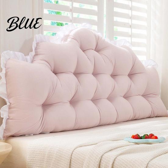 Comfortable Bed Wedge Pillow Headboard Cushion with Ruffle Trim Dorm Pillow Crown Shape Elastic Straps Support for College Bedroom Decor,