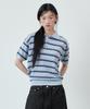 GLW [Unisex] Striped Collar Half Knit Blue