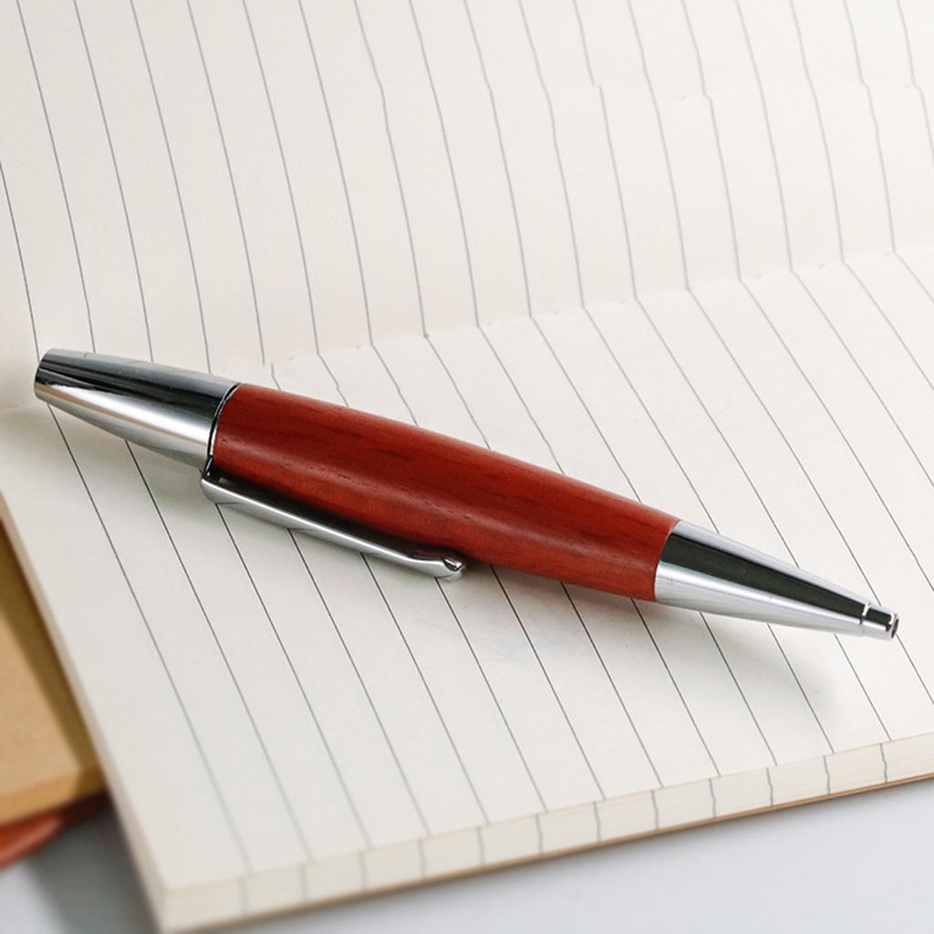 Red Willow Wood Silver Chessboard Twist Trim Fat Ballpoint Pen Writing Tool School Office Stationery