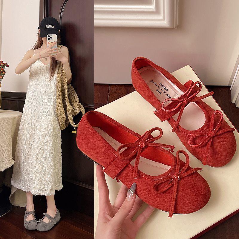 Flat Mary Jane shoes French non-slip shoes 2025 early spring new models with skirts wear-resistant bow single shoes women