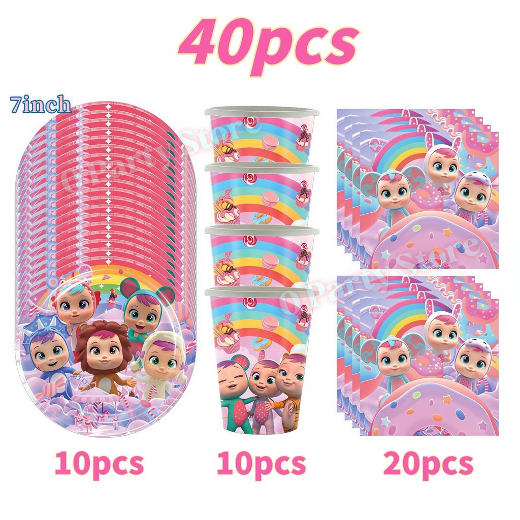 Cry Babiesed Birthday Party Decorations Tableware Plate Cup Balloon 1St Year Boy Girl Birthday Decor Baby Shower Supplies Gifts