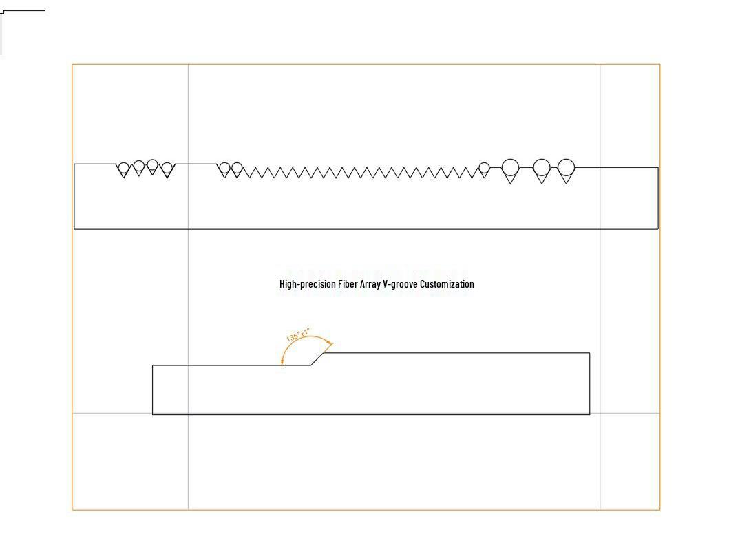 High-Precision Optical Fiber Array: V-Groove, ±0.5µm Accuracy, Various Pitches & Depths.