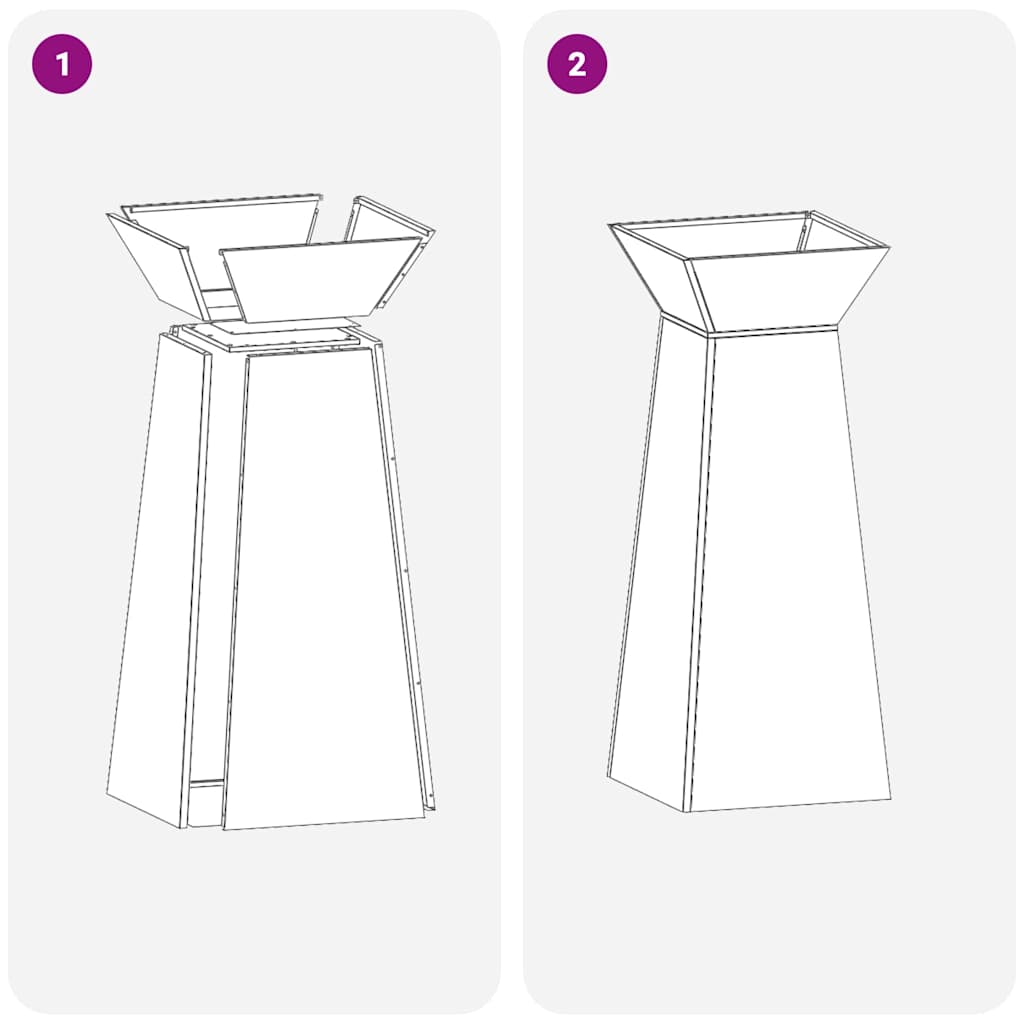 Column Planter Silver 40 X 40 X 100 Cm