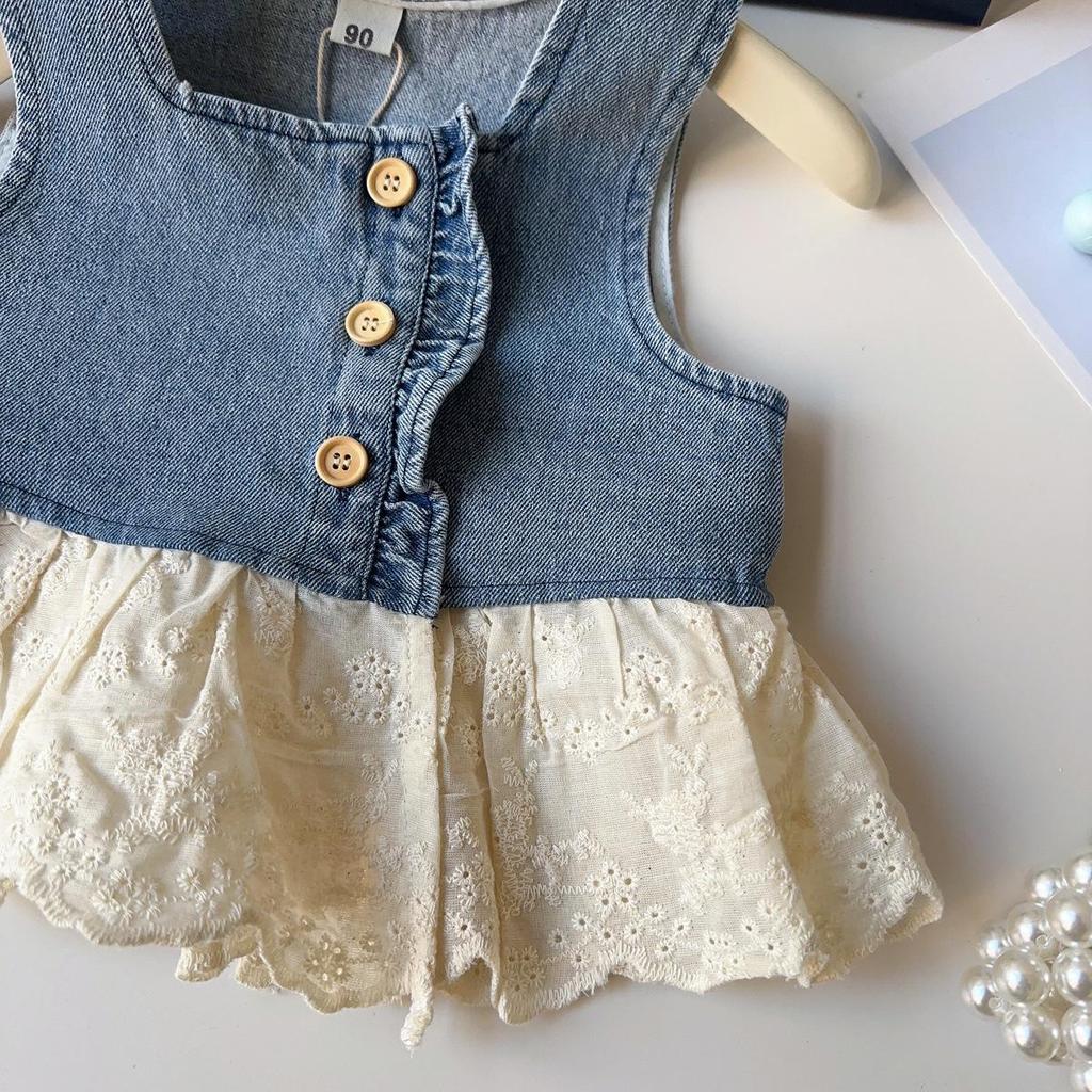 Mädchenmode-Set: Langärmeliges Hemd, Ärmellose Jeansweste und Lange Hose - Frühling/Herbst-Kollektion