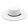 Autumn and winter new flat-top large brim woolen top hat ins wind versatile wool felt hat dame hat cm