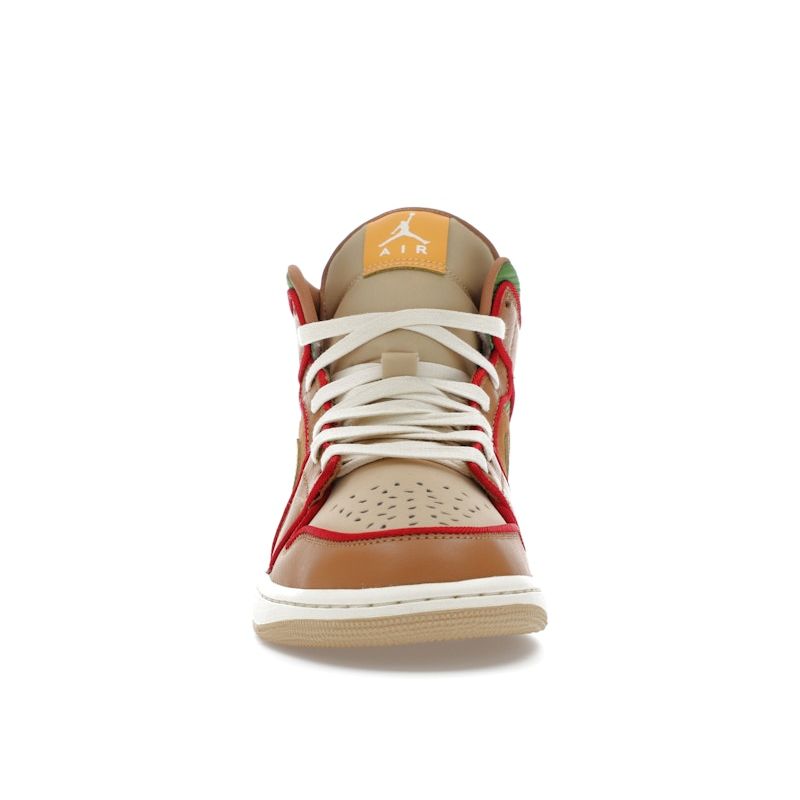 Air Jordan 1 Mid SE Cheeseburger Men Sneakers Brown Flax Sesame IB7403-224