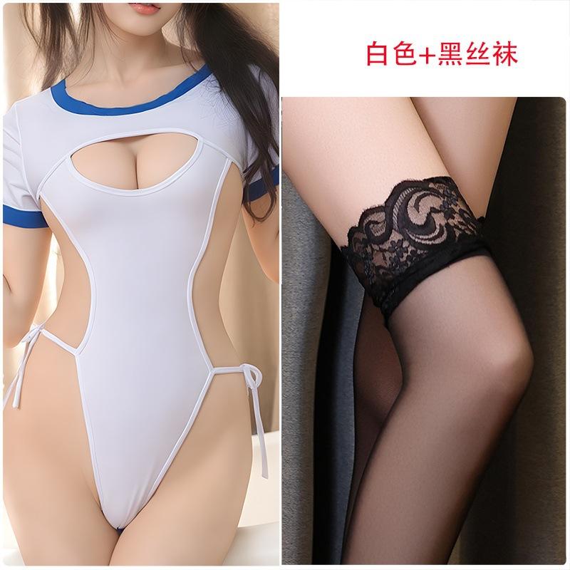 Night concubine erotic underwear sexy open-file hidden button onesie female seduction flirting student clothing dead library water passion pajamas