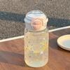 Cartoon Graffiti Water Cup 600ml Capacity Straw Cup Dual Drinking Lids Water Bottle Transparent Drinking Cup for Travel Classroom