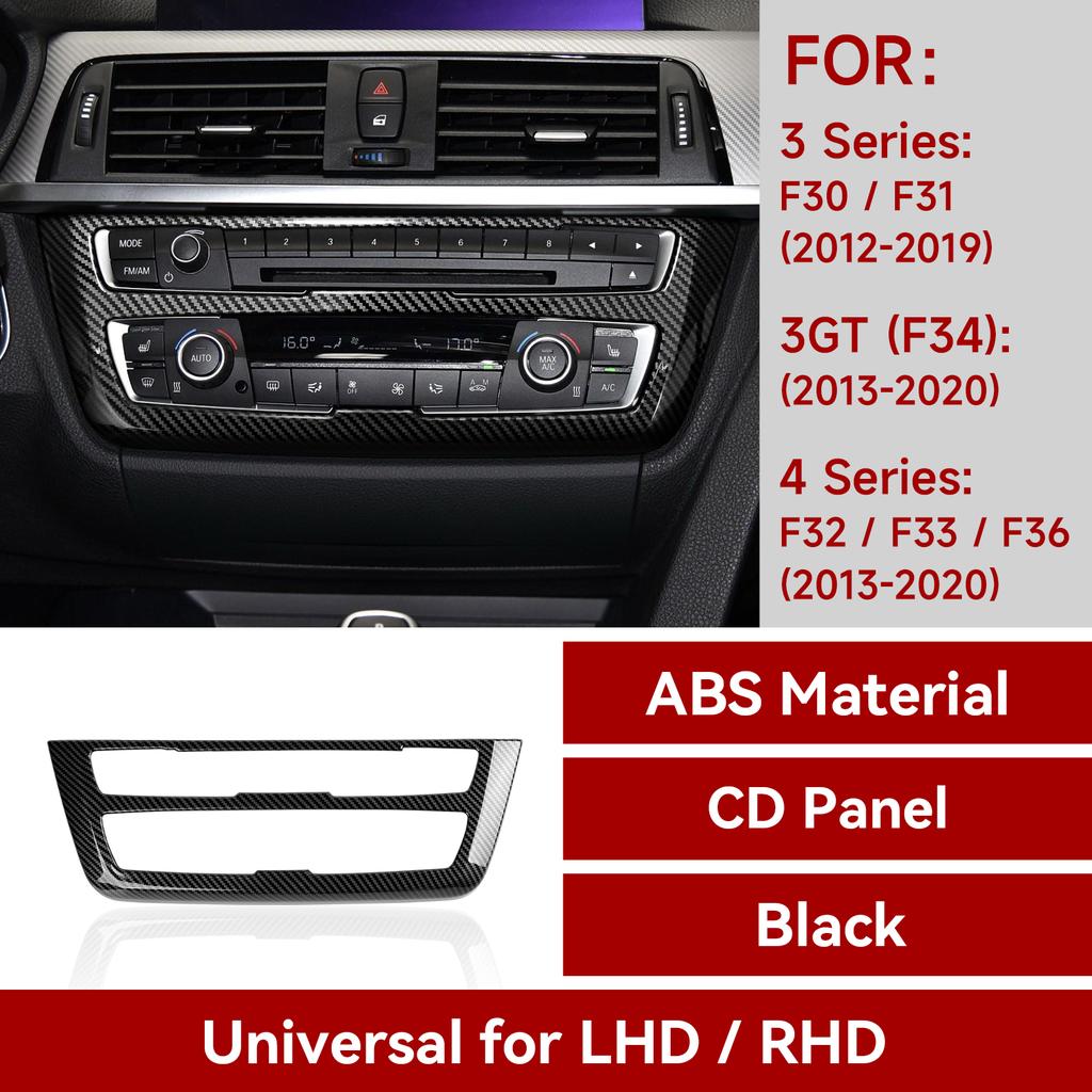 For BMW F30 F31 F34 3GT F32 F33 F36 Center Console CD/Volume Knob Adjust Panel Cover Trim Accessories, Carbon Fiber ABS Sticker
