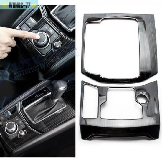 Titanium Interior Central Console Gear Shift Cover Trim For Mazda CX5 2017+