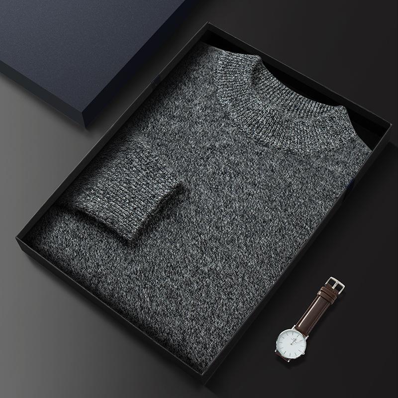 First-line ready-to-wear thickened cashmere sweater men's semi-turtleneck pullover sweater knitted sweater loose wool sweater base