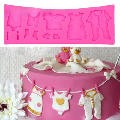 Pop 3D Babykleidung Babyparty DIY Silikonform Fondant Küche Kuchen Dekorationsform für Schokolade Backwerkzeuge T0534