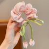 1PCS Tulip Flower Hairband Girls Bun Head Large Intestine Ring Hairband High-end Girls Ponytail Hair Accessories