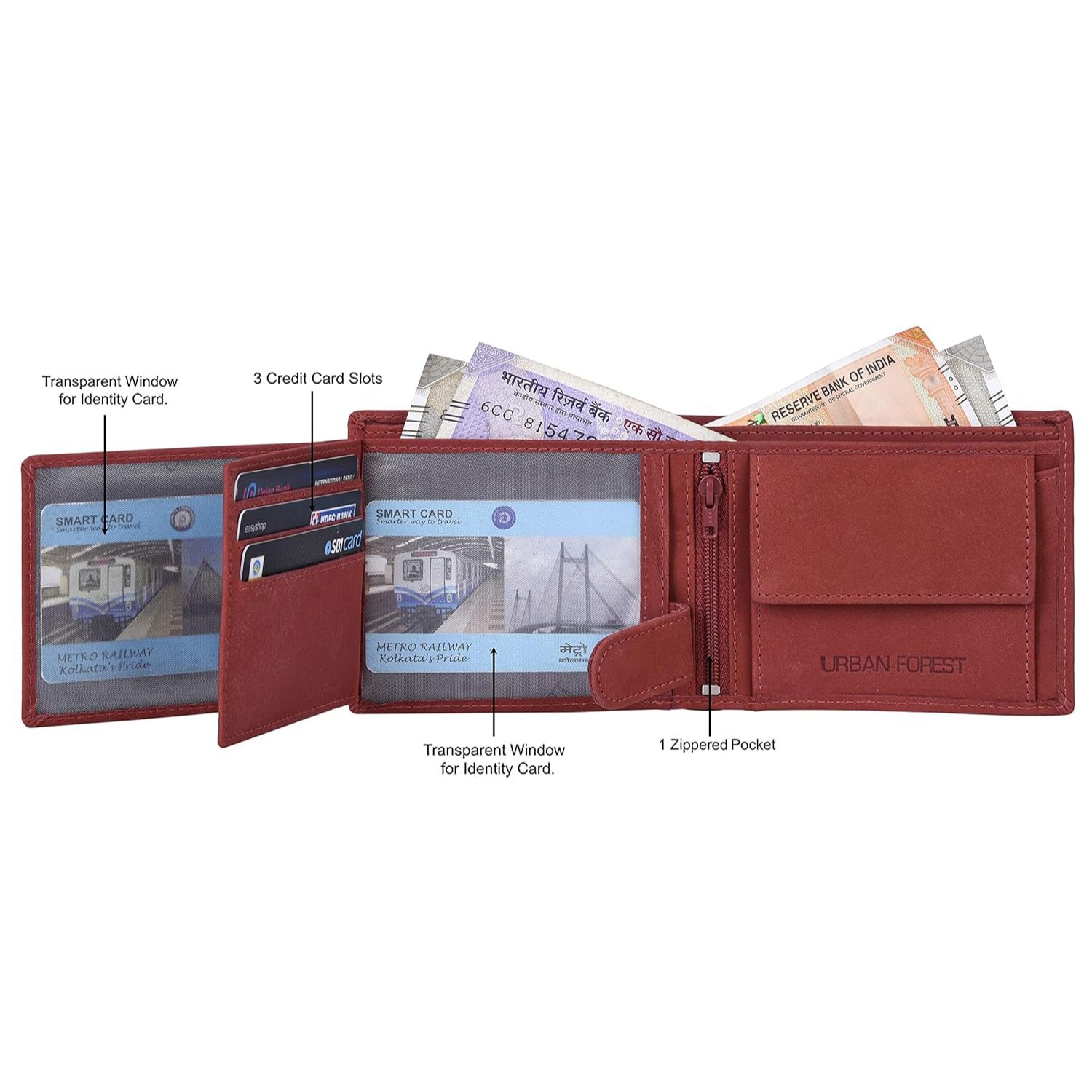 Мужской кожаный кошелек Zeus Vintage красного цвета — фото 5