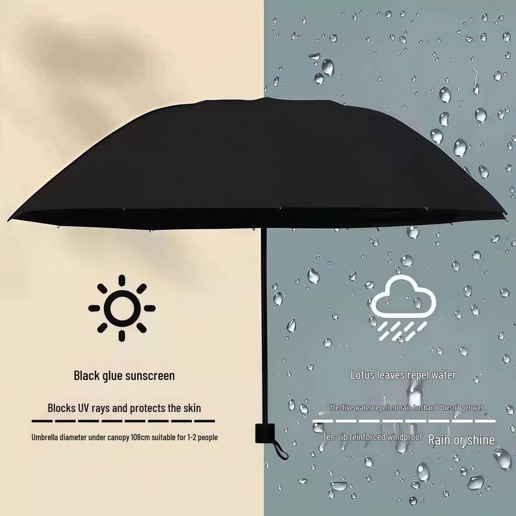 Fully Automatic Dual-Use Folding Umbrella with Logo - Sun & UV Protection, Black Glue Sunshade for Sunny/Rainy Days.