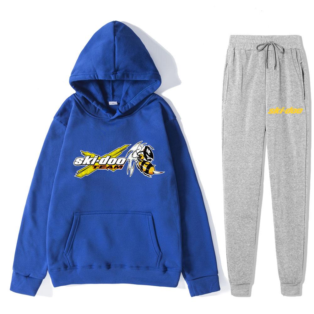 

Autumn Winter Ski-Doo Team Logo Printed Hoodies Sweatpants Set Fashionable Casual Warm Sports Long Sleeved Pants Men s Sport Wear XL