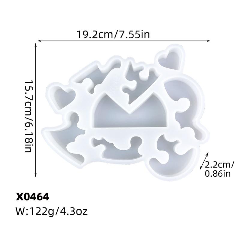 Desk Ornament Mould Flexible Silicone Mold for Love Heart Puzzle Shaped Decoration Gypsum Mold Jewelry Making Supplies