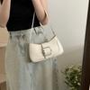 Fashion Vintage Buckle Shoulder Bag Solid Color Y2k Women's Armpit Bag Cuasal Leisure PU Leather Handbag Female