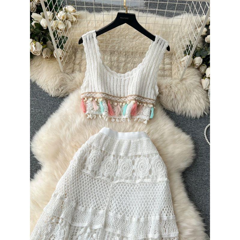 Bohemia Sleeveless Mesh Crochet Knitting Suit