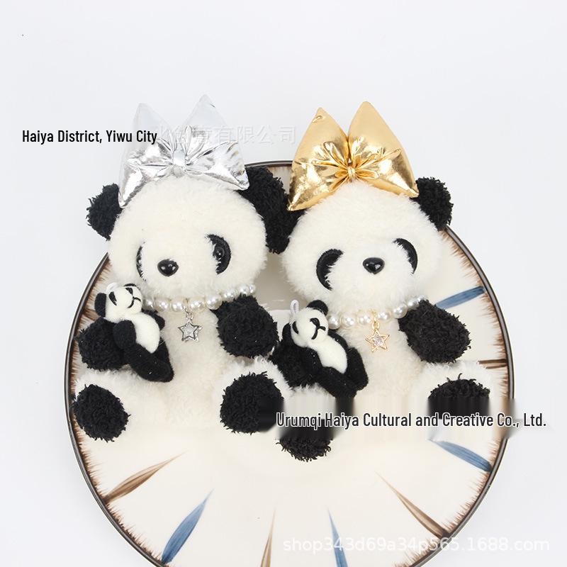 Adorable Panda Zirconia Necklace & Bow Keyring: Perfect Holiday Gift and Phone Bag Pendant