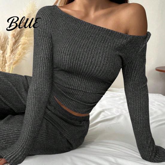Flattering Figure Women Suit Women's 2 Piece Outfits Fall Casual Boat Neck Long Comfortable