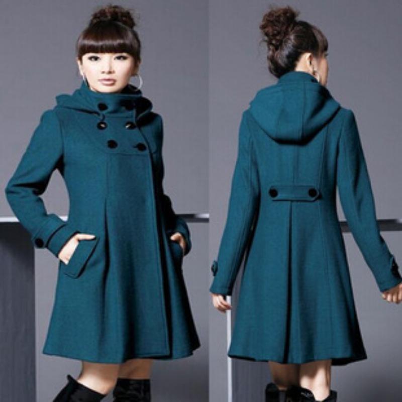 European, American Autumn and Winter One-button Women's Woolen Coat Extended Coat Slim Trench Coat