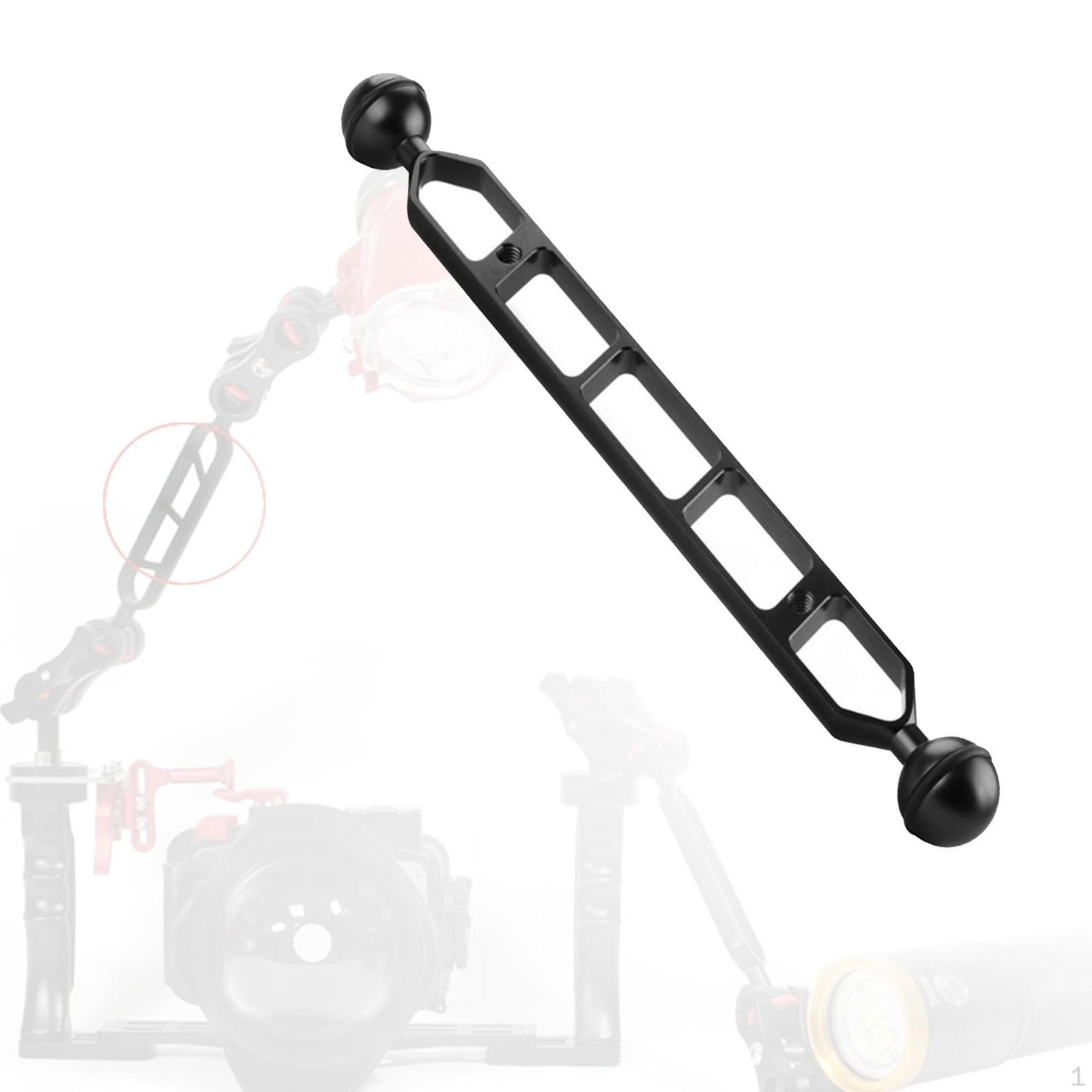 Aluminum Alloy Underwater Extension Arm 11in Clamp Diving Tray Double Ball Connector for чёрный