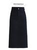 High Waist Denim Midi Skirt with Back Slit - Slimming Spring Fashion Pencil Skirt
