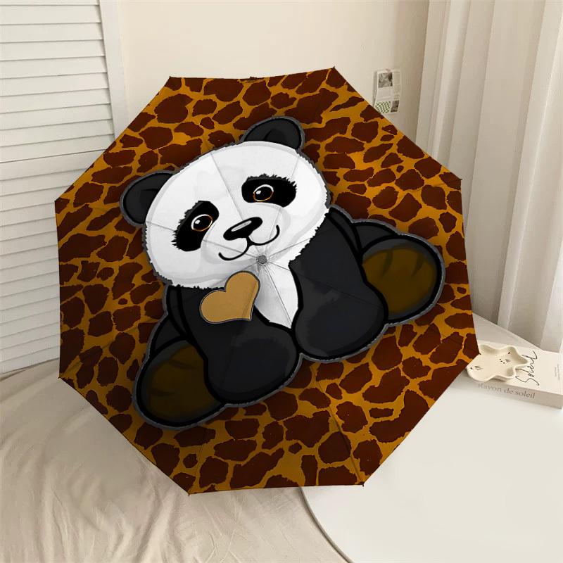 

1PC Panda Heart Umbrella-8-Rib Reinforced, Automatic Open, Lightweight & Durable, Cute Fashion Accessory for Outdoor-P79