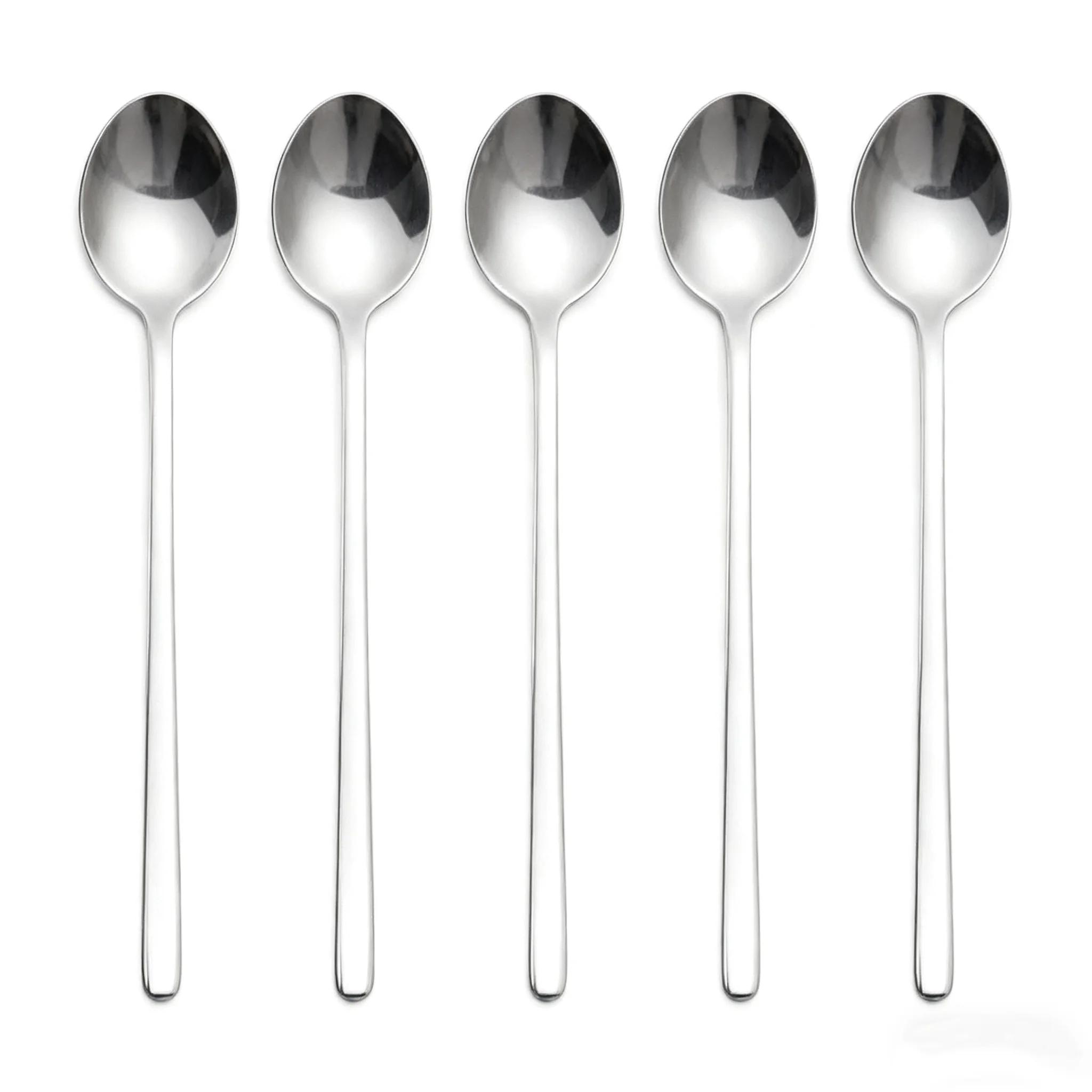 5/6Pcs Stainless Steel SpoonsStainless Steel Spoons for Ice Cream, Long Handle, Coffee Spoons, Stirring Spoons, Kitchen Utensils
